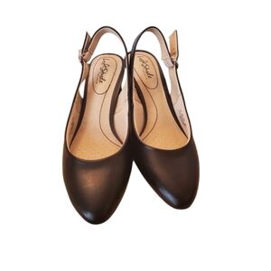 LifeStride "Gigi" Vegan Leather Slingback Black Pumps Heels, Size 9 Wide